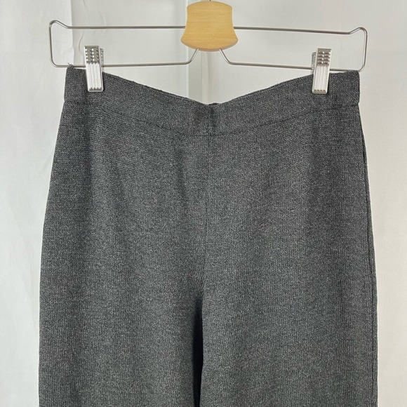 ST. JOHN Santana Knit Pants High Waist Wide Leg Gray USA Size 4 - Picture 4 of 5